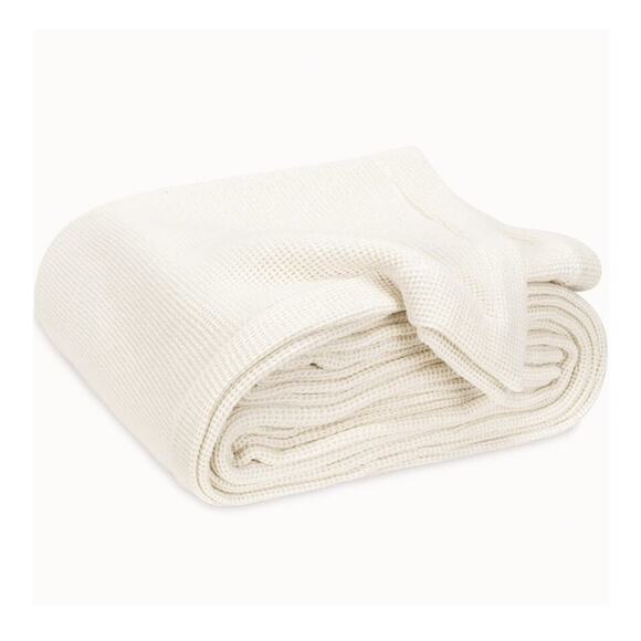 Matouk Waffle Knit Blanket In Ivory Full Queen Retails $648 - Picture 2 of 7